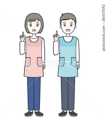 一位年輕的托兒所教師的男女套裝的插圖素材 86937042