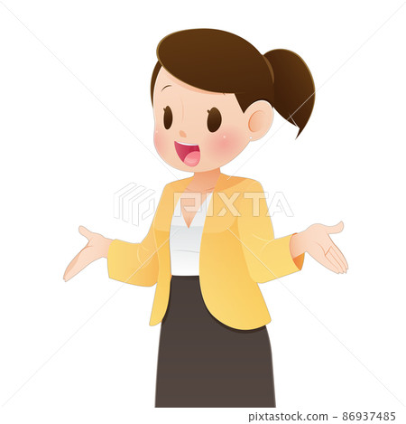 Cartoon businesswoman talking. Cartoon businesswoman talking. 86937485