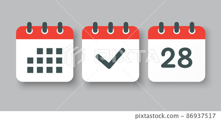 Vector icon page calendar number 28, done, agenda Vector icon page calendar number 28, done, agenda 86937517