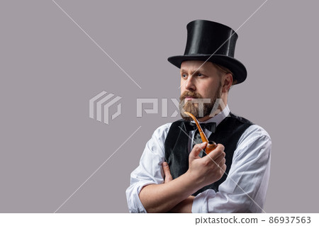 Retro man smoking pipe Retro man smoking pipe 86937563
