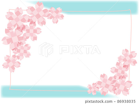 Simple frame of plaid cherry blossoms 86938035