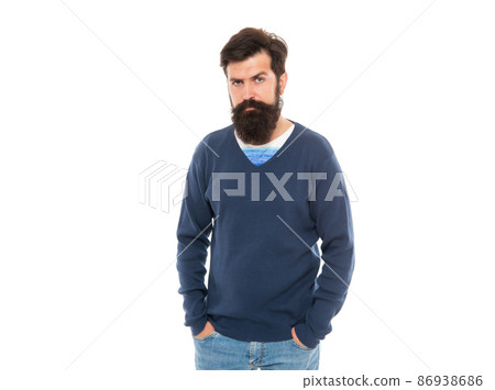bearded man with moustache isolated on white background, fashion bearded man with moustache isolated on white background, fashion 86938686