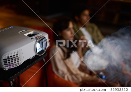 Movie night at home, focus on projector 86938830