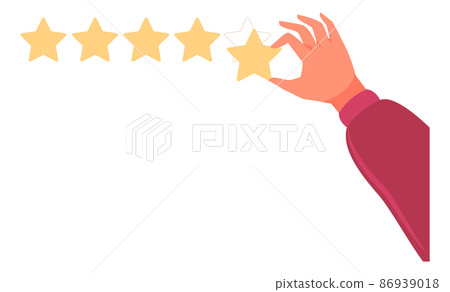 Five star rating review. Satisfaction symbol. Positive feedback 86939018