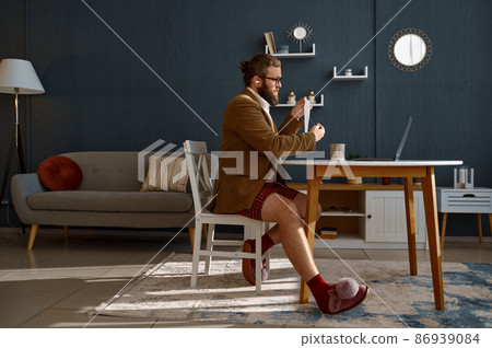 Nerd smart guy geek expert working online Nerd smart guy geek expert working online 86939084