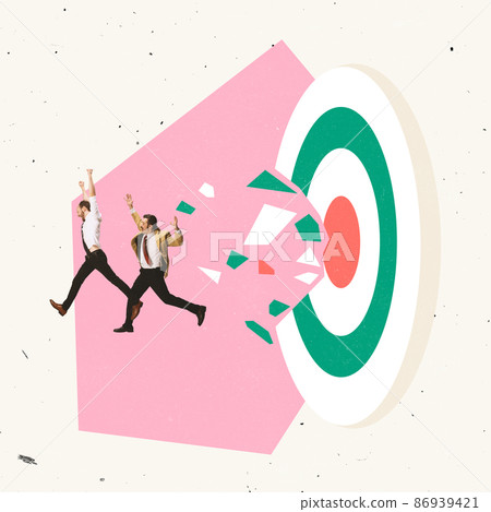 Creative design. Business people, managers, employees celebrating successful business strategy for achieving goal Creative design. Business people, managers, employees celebrating successful business strategy for achieving goal 86939421