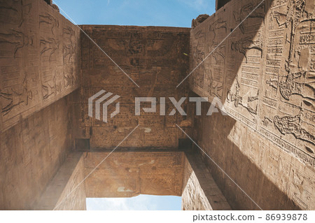 The ruins of the ancient temple of Horus in Edfu, Egypt 86939878