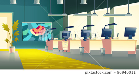 Modern company office hall interior cartoon vector Modern company office hall interior cartoon vector 86940011