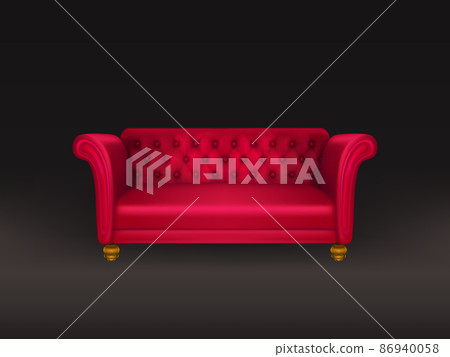 Red couch, sofa isolated on black background. Red couch, sofa isolated on black background. 86940058
