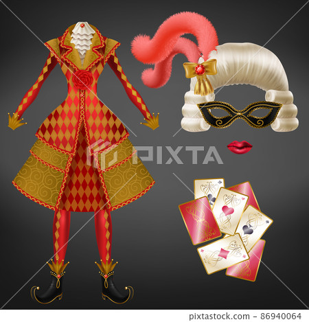Womans masquerade, carnival suit realistic vector 86940064