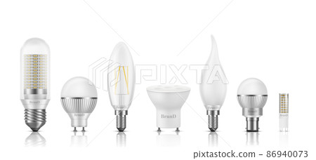 Modern LED bulbs 3d realistic vector set 86940073