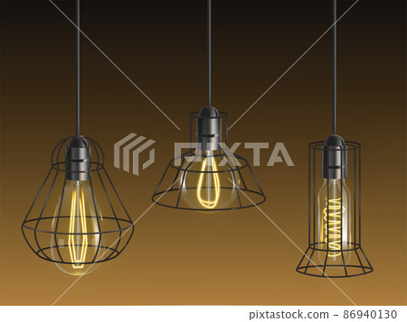 Retro incandescent light bulbs with lattice vector Retro incandescent light bulbs with lattice vector 86940130