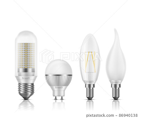Modern LED bulbs types realistic vector set 86940138