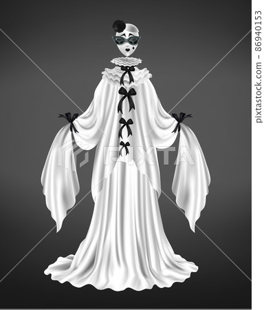 Female pierrot character suit 3d realistic vector 86940153