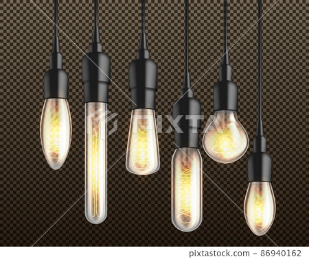 Vintage incandescent bulbs realistic vector set 86940162