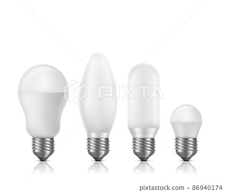 Modern fluorescent, LED light bulbs vector set Modern fluorescent, LED light bulbs vector set 86940174