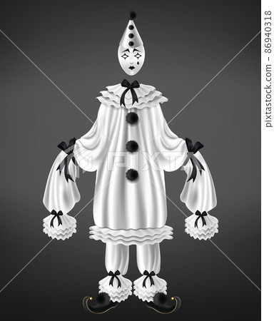 Sad harlequin costume 3d realistic vector 86940318