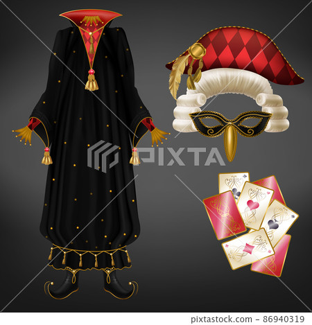Joker suit and playing cards realistic vector 86940319