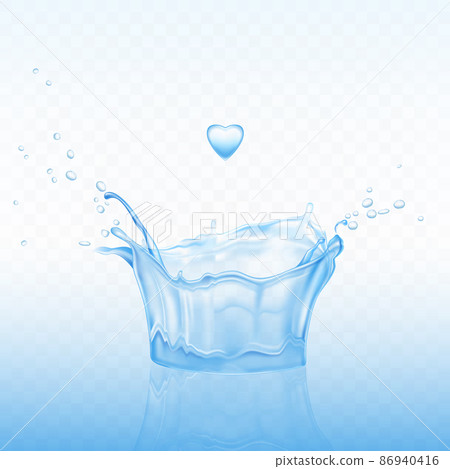 Water splash in shape of crown with spray droplets Water splash in shape of crown with spray droplets 86940416