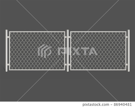 Wire metal fence isolated on grey background. 86940481