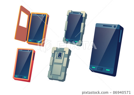 Cellphones protective covers cartoon vector set 86940571
