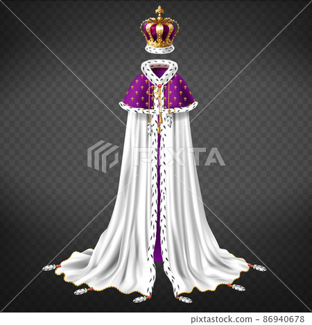 Medieval monarch ceremonial cloth realistic vector 86940678