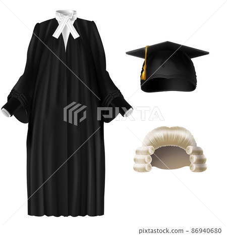 Judge and academic dressing realistic vector set Judge and academic dressing realistic vector set 86940680