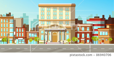 Modern city buildings flat vector background 86940706