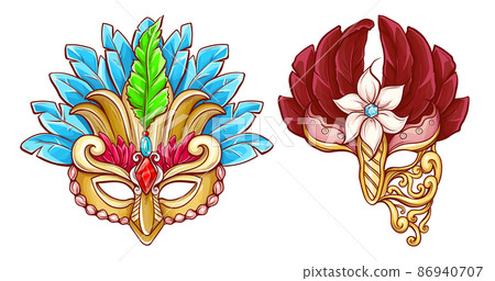 Mardi Gras carnival face mask realistic vector 86940707