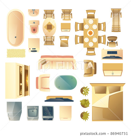 Home furniture and appliances cartoon vector set 86940731