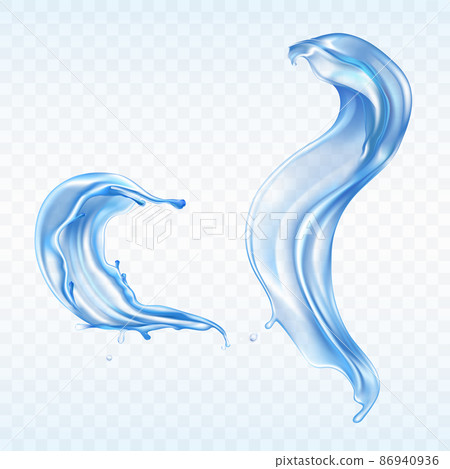 Vector blue water splashes. Aqua wave, drops 86940936