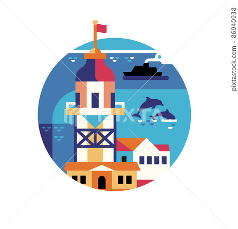 Maiden Tower Istanbul Travel Icon in Flat Maiden Tower Istanbul Travel Icon in Flat 86940938