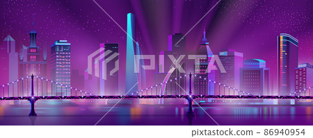 Metropolis downtown night landscape cartoon vector Metropolis downtown night landscape cartoon vector 86940954