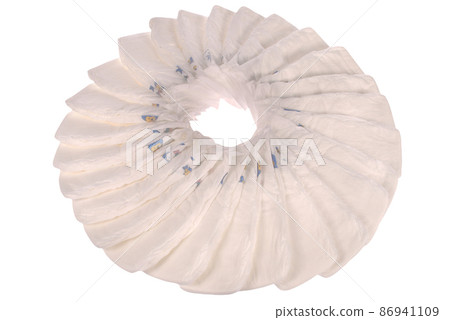 XXLarge pile of diapers on white. Clipping path included. 86941109