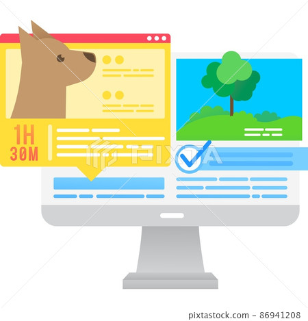 Pet walk daily routine plan on pc vector icon 86941208