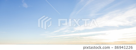 Beautiful Panoramic View of colorful cloudscape with blue Sky in Background Beautiful Panoramic View of colorful cloudscape with blue Sky in Background 86941226