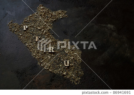 Shape of Peru made of yerba mate Shape of Peru made of yerba mate 86941691