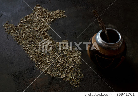 Shape of Peru made of yerba mate 86941701