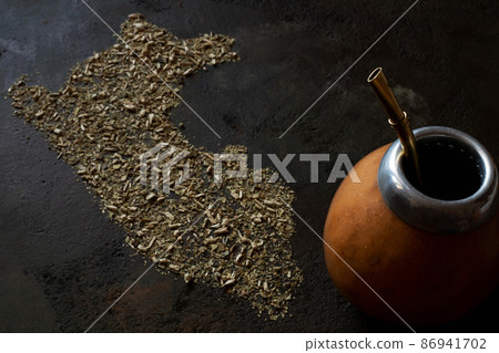 Shape of Peru made of yerba mate Shape of Peru made of yerba mate 86941702