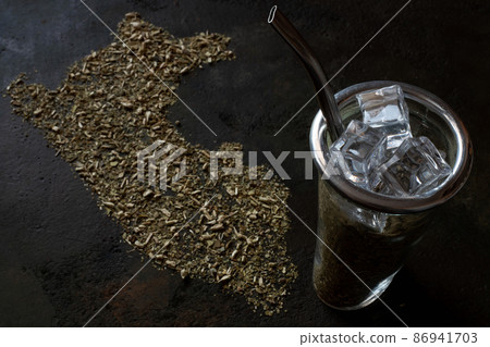 Shape of Peru made of yerba mate 86941703