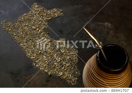 Shape of Peru made of yerba mate Shape of Peru made of yerba mate 86941707