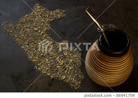 Shape of Peru made of yerba mate Shape of Peru made of yerba mate 86941709
