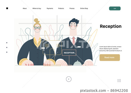 Hospital reception - medical insurance web template. Modern flat vector 86942208