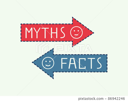 Myths vs facts red and blue infographic icon. Truth or fiction speech bubble arrow. Flat vector illustration Myths vs facts red and blue infographic icon. Truth or fiction speech bubble arrow. Flat vector illustration 86942246