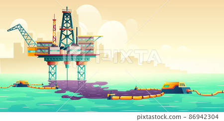 Oil spill liquidation technology vector concept 86942304