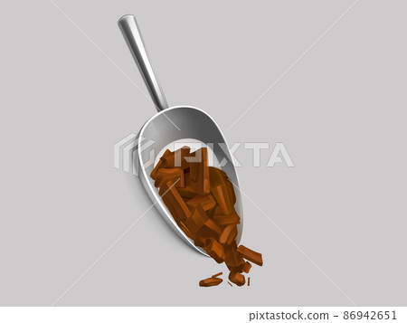 Dark chocolate broken bar in scoop. Sweet dessert 86942651