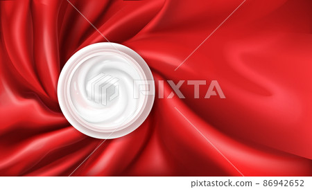 Moisturizing cream on red silk background vector 86942652