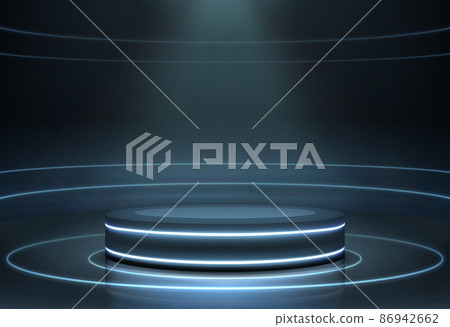 Empty, illuminated, neon podium realistic vector Empty, illuminated, neon podium realistic vector 86942662