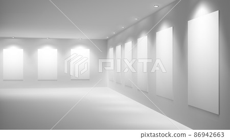 Art gallery empty exhibition hall vector interior Art gallery empty exhibition hall vector interior 86942663