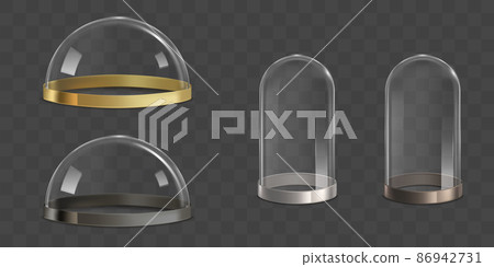 Glass domes, bell jars realistic vector set Glass domes, bell jars realistic vector set 86942731